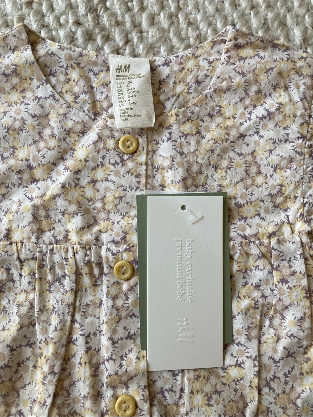 NWT organic cotton H&M Yellow and Purple Floral Button Romper